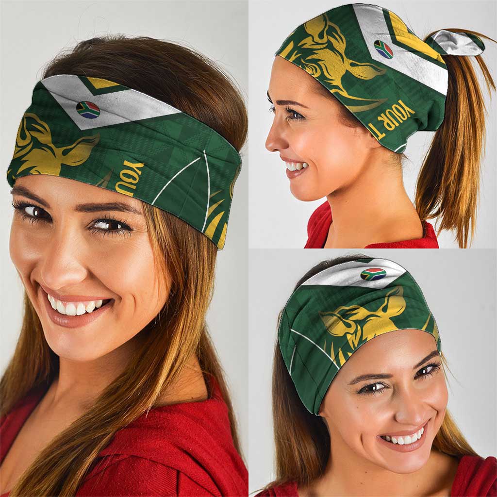 South Africa Rugby Custom Neck Gaiter Springboks Kente Rhino Symbol - Wonder Print Shop