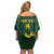 South Africa Rugby Custom Off Shoulder Short Dress Springboks Kente Rhino Symbol - Wonder Print Shop