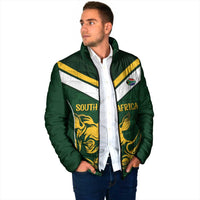 South Africa Rugby Custom Padded Jacket Springboks Kente Rhino Symbol - Wonder Print Shop