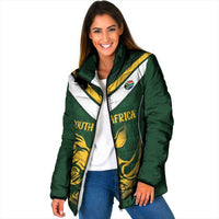 South Africa Rugby Custom Padded Jacket Springboks Kente Rhino Symbol - Wonder Print Shop