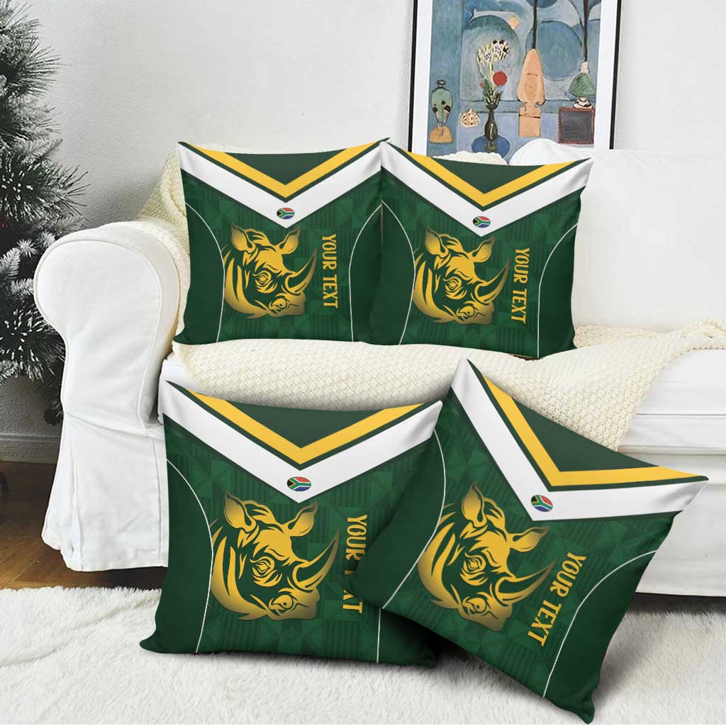 South Africa Rugby Custom Pillow Cover Springboks Kente Rhino Symbol - Wonder Print Shop