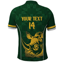 South Africa Rugby Custom Polo Shirt Springboks Kente Rhino Symbol - Wonder Print Shop