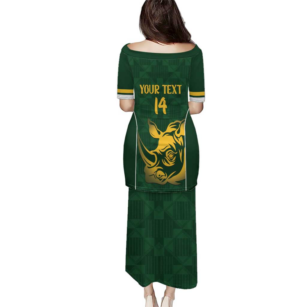 South Africa Rugby Custom Puletasi Springboks Kente Rhino Symbol - Wonder Print Shop