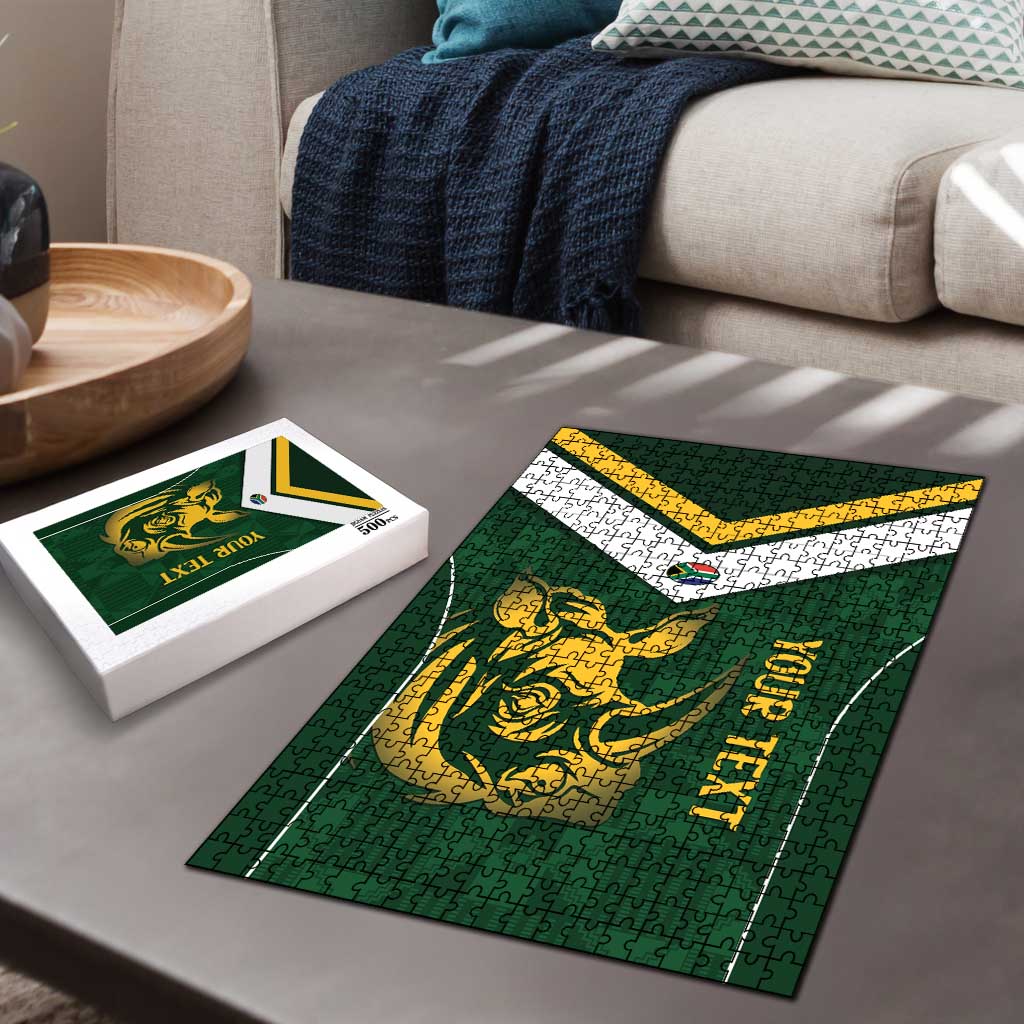 South Africa Rugby Custom Puzzle Springboks Kente Rhino Symbol - Wonder Print Shop