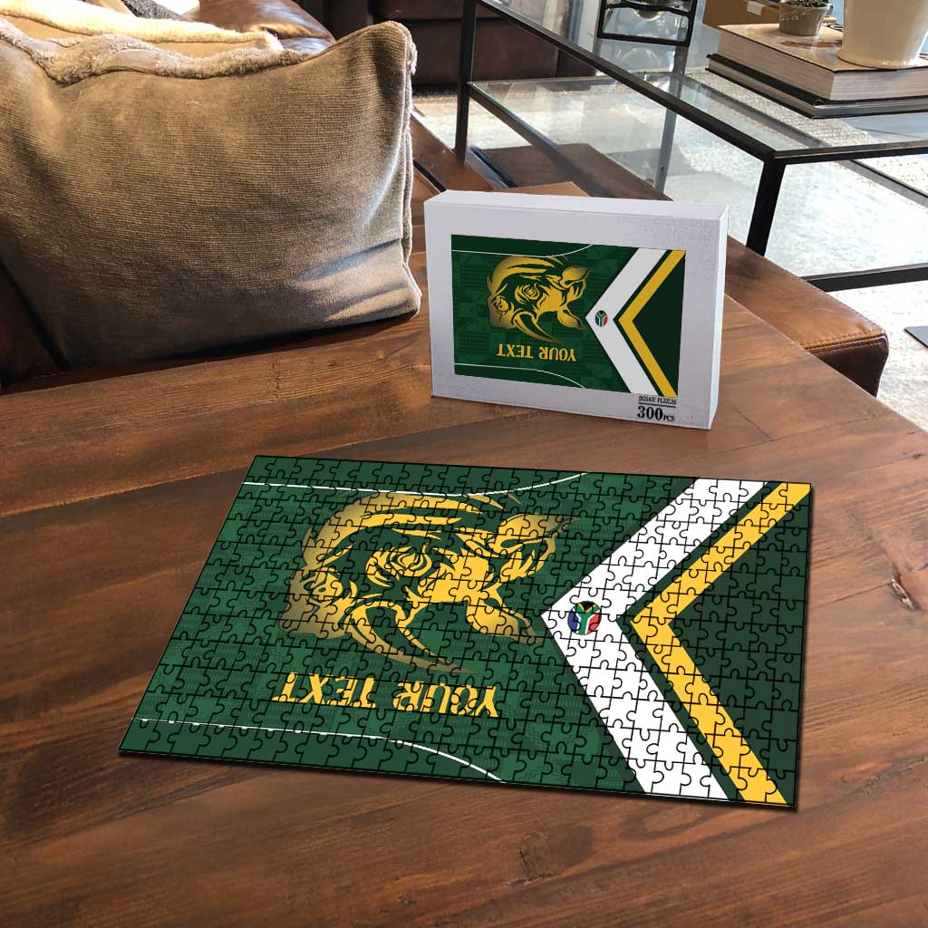 South Africa Rugby Custom Puzzle Springboks Kente Rhino Symbol - Wonder Print Shop
