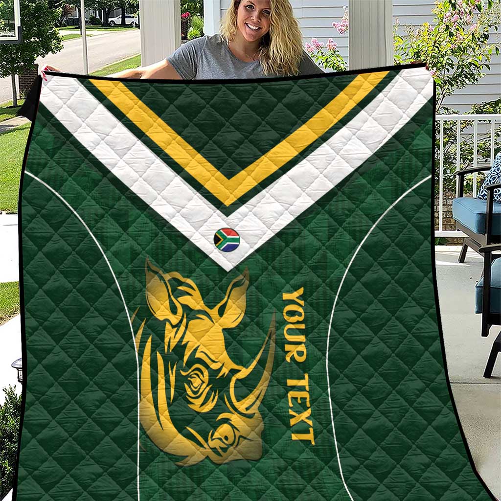 South Africa Rugby Custom Quilt Springboks Kente Rhino Symbol - Wonder Print Shop