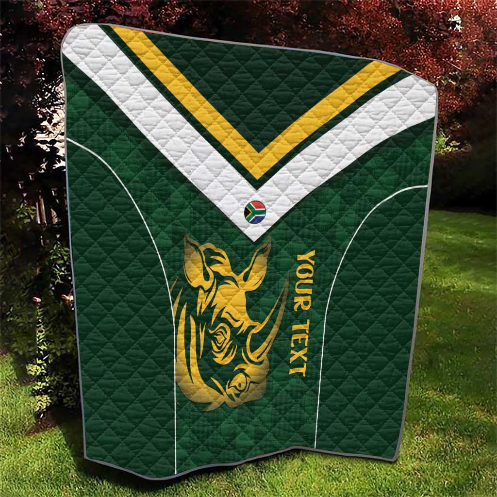 South Africa Rugby Custom Quilt Springboks Kente Rhino Symbol - Wonder Print Shop