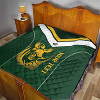 South Africa Rugby Custom Quilt Springboks Kente Rhino Symbol - Wonder Print Shop