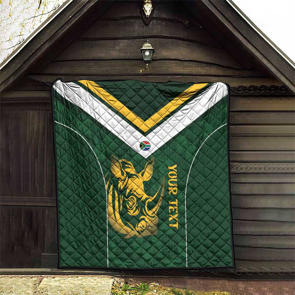 South Africa Rugby Custom Quilt Springboks Kente Rhino Symbol - Wonder Print Shop