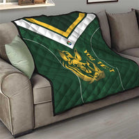 South Africa Rugby Custom Quilt Springboks Kente Rhino Symbol - Wonder Print Shop