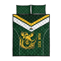 South Africa Rugby Custom Quilt Bed Set Springboks Kente Rhino Symbol - Wonder Print Shop