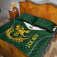 South Africa Rugby Custom Quilt Bed Set Springboks Kente Rhino Symbol - Wonder Print Shop