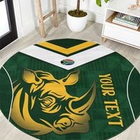 South Africa Rugby Custom Round Carpet Springboks Kente Rhino Symbol - Wonder Print Shop