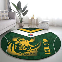 South Africa Rugby Custom Round Carpet Springboks Kente Rhino Symbol - Wonder Print Shop