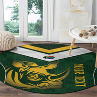 South Africa Rugby Custom Round Carpet Springboks Kente Rhino Symbol - Wonder Print Shop