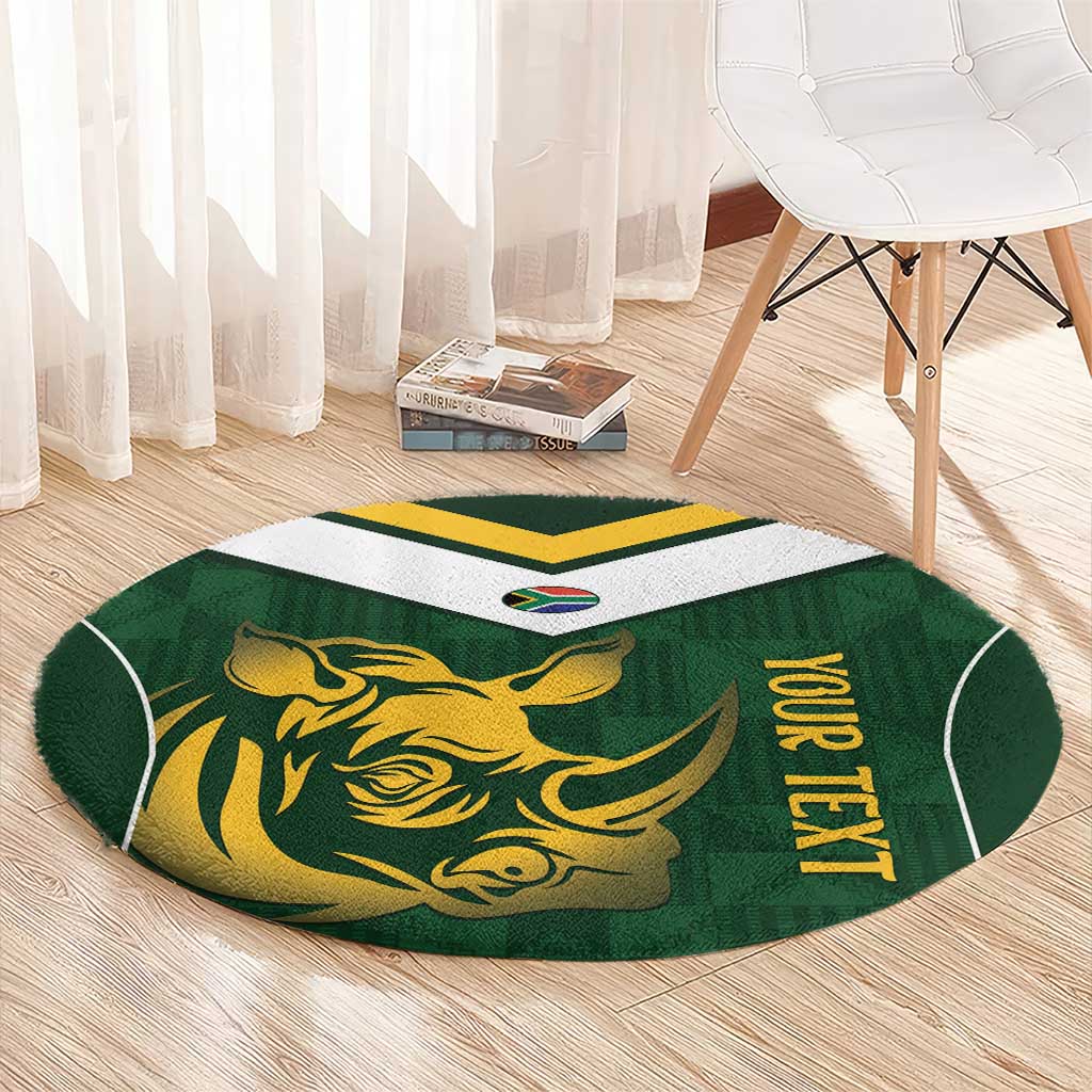 South Africa Rugby Custom Round Carpet Springboks Kente Rhino Symbol - Wonder Print Shop