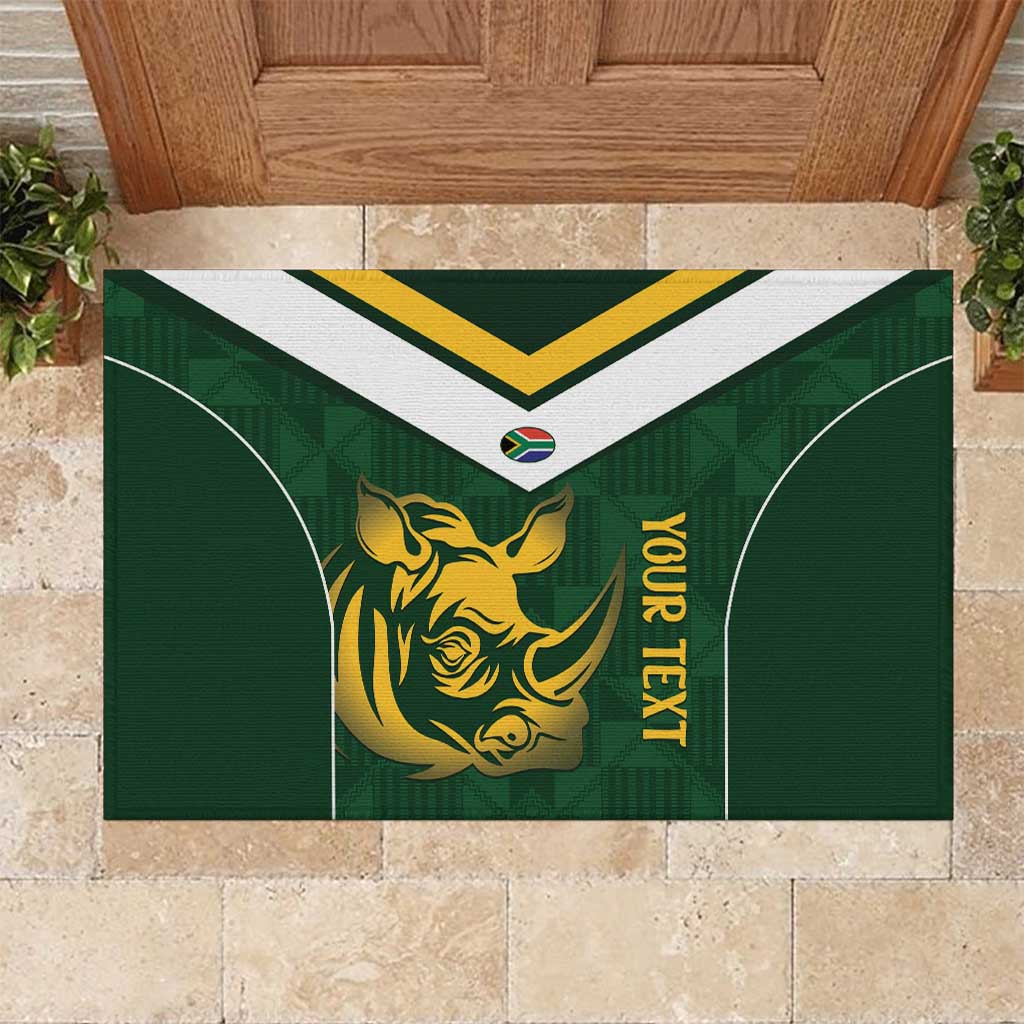 South Africa Rugby Custom Rubber Doormat Springboks Kente Rhino Symbol - Wonder Print Shop