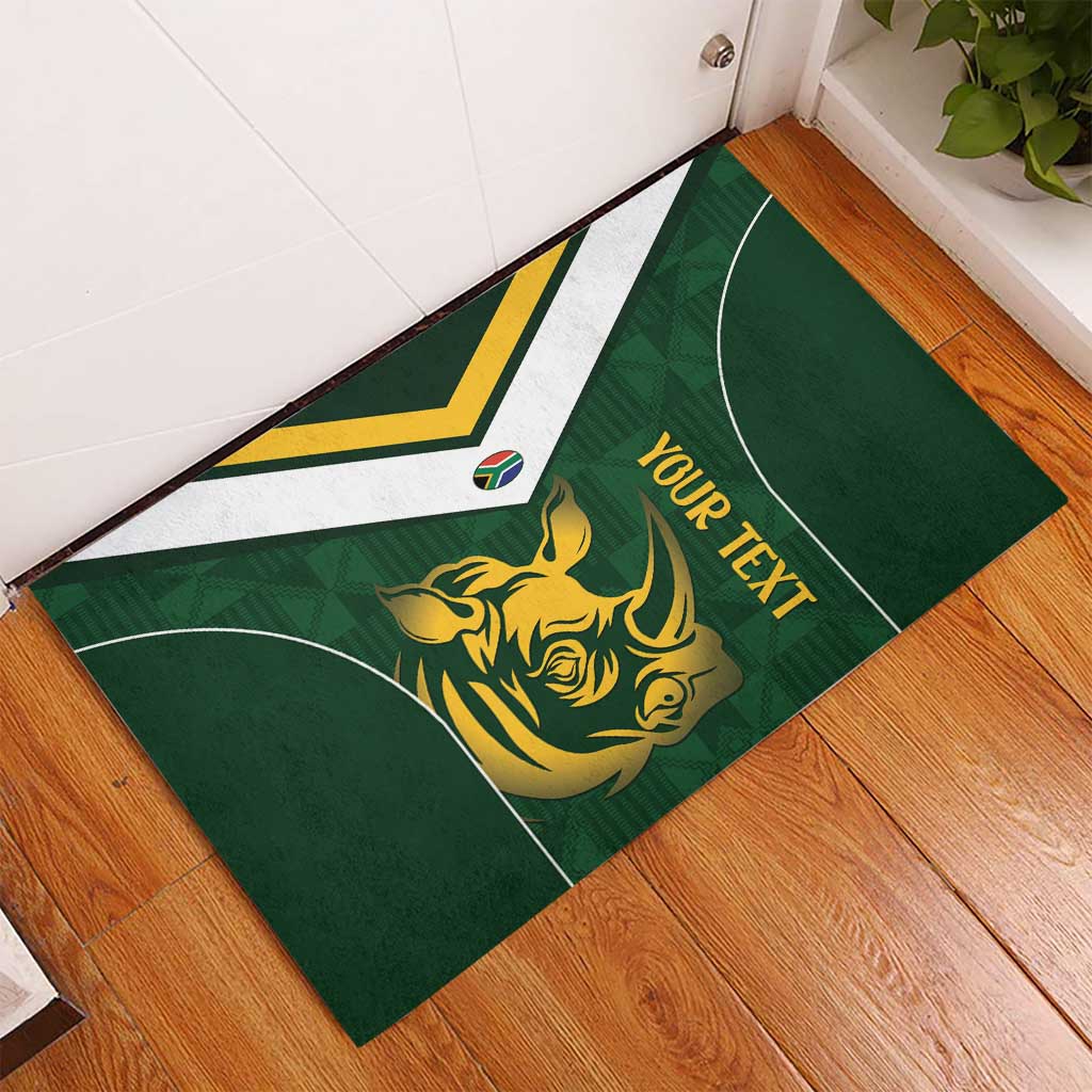 South Africa Rugby Custom Rubber Doormat Springboks Kente Rhino Symbol - Wonder Print Shop