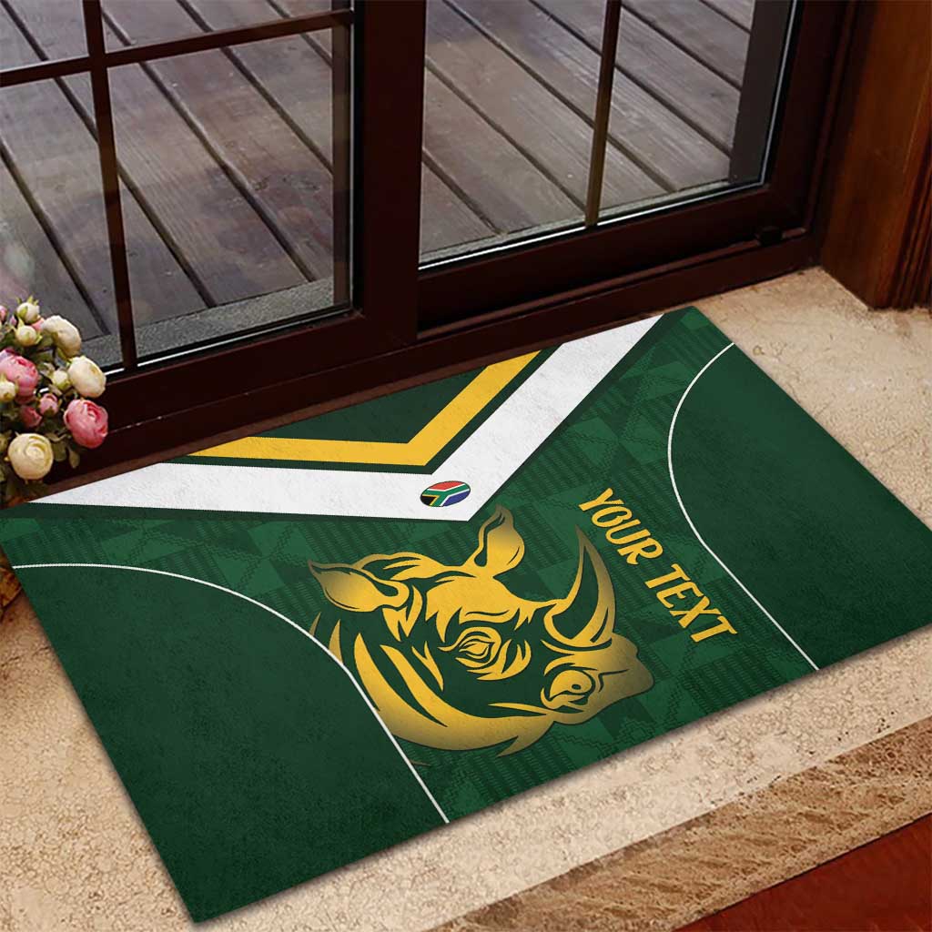 South Africa Rugby Custom Rubber Doormat Springboks Kente Rhino Symbol - Wonder Print Shop