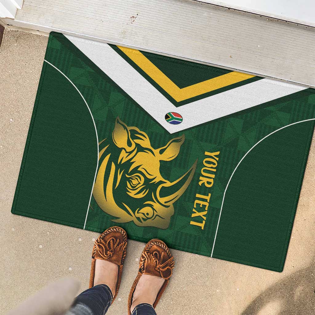 South Africa Rugby Custom Rubber Doormat Springboks Kente Rhino Symbol - Wonder Print Shop