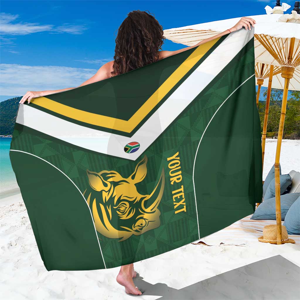 South Africa Rugby Custom Sarong Springboks Kente Rhino Symbol - Wonder Print Shop