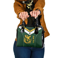 South Africa Rugby Custom Shoulder Handbag Springboks Kente Rhino Symbol - Wonder Print Shop