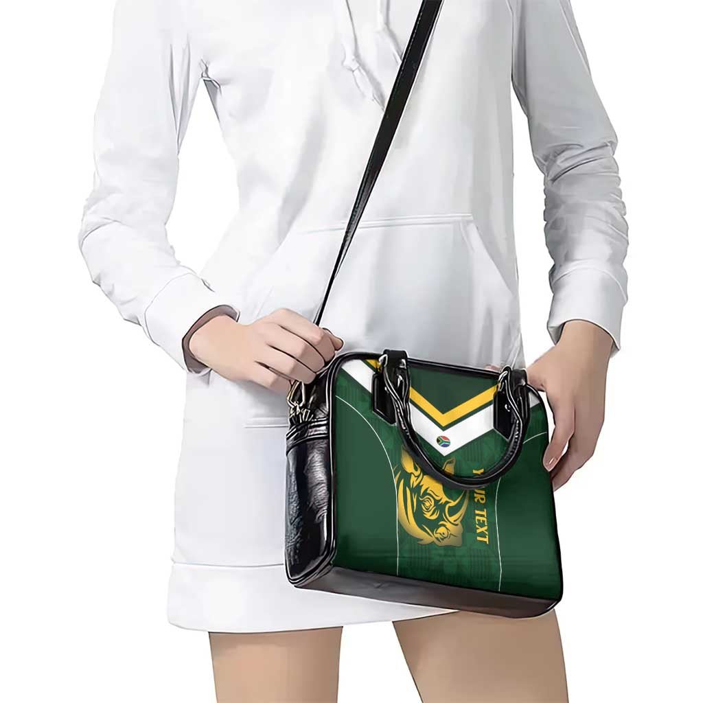 South Africa Rugby Custom Shoulder Handbag Springboks Kente Rhino Symbol - Wonder Print Shop