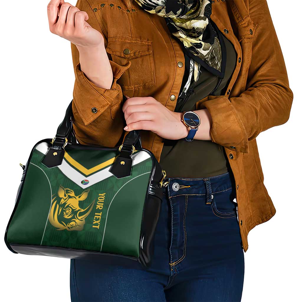 South Africa Rugby Custom Shoulder Handbag Springboks Kente Rhino Symbol - Wonder Print Shop