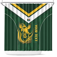 South Africa Rugby Custom Shower Curtain Springboks Kente Rhino Symbol - Wonder Print Shop