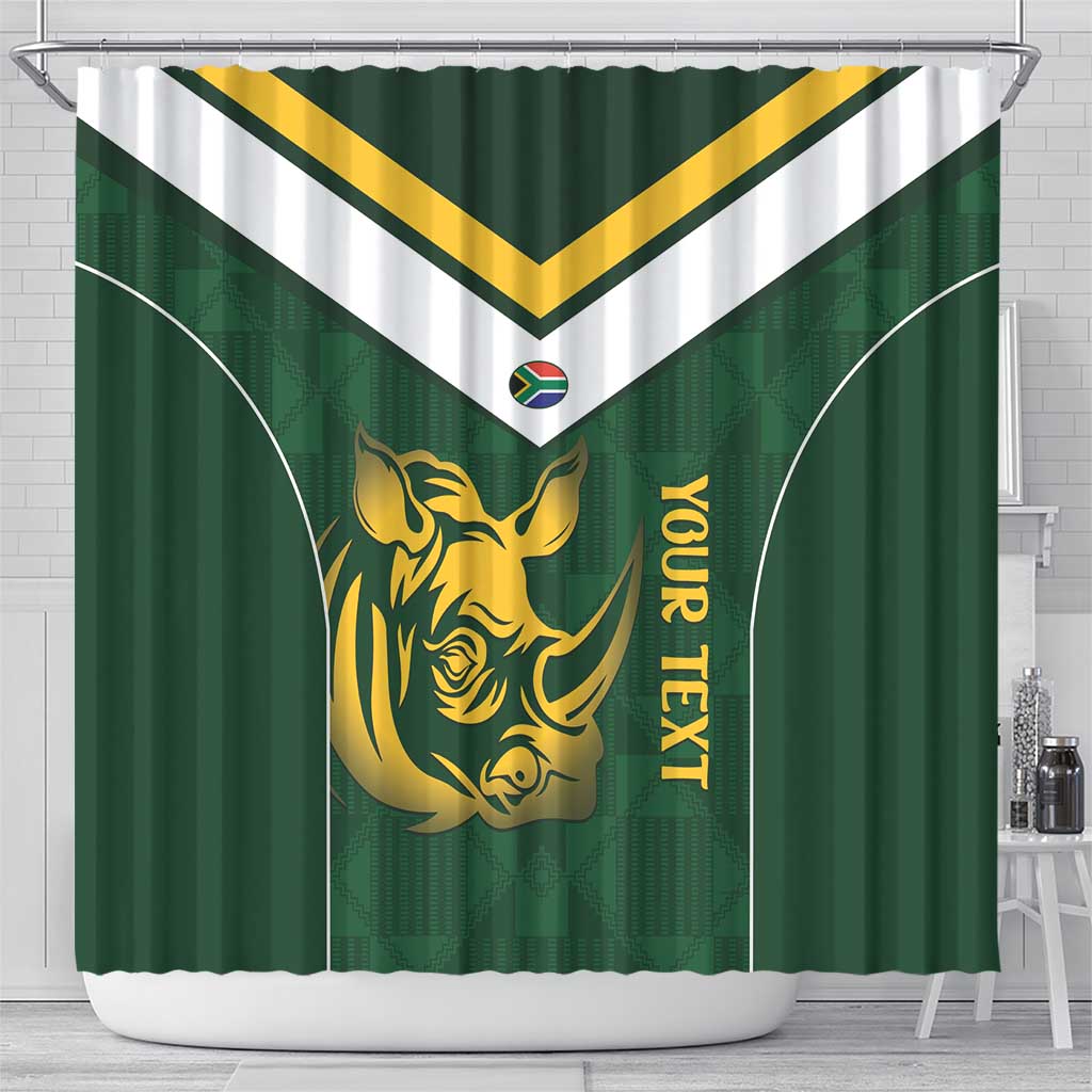 South Africa Rugby Custom Shower Curtain Springboks Kente Rhino Symbol - Wonder Print Shop