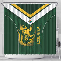 South Africa Rugby Custom Shower Curtain Springboks Kente Rhino Symbol - Wonder Print Shop