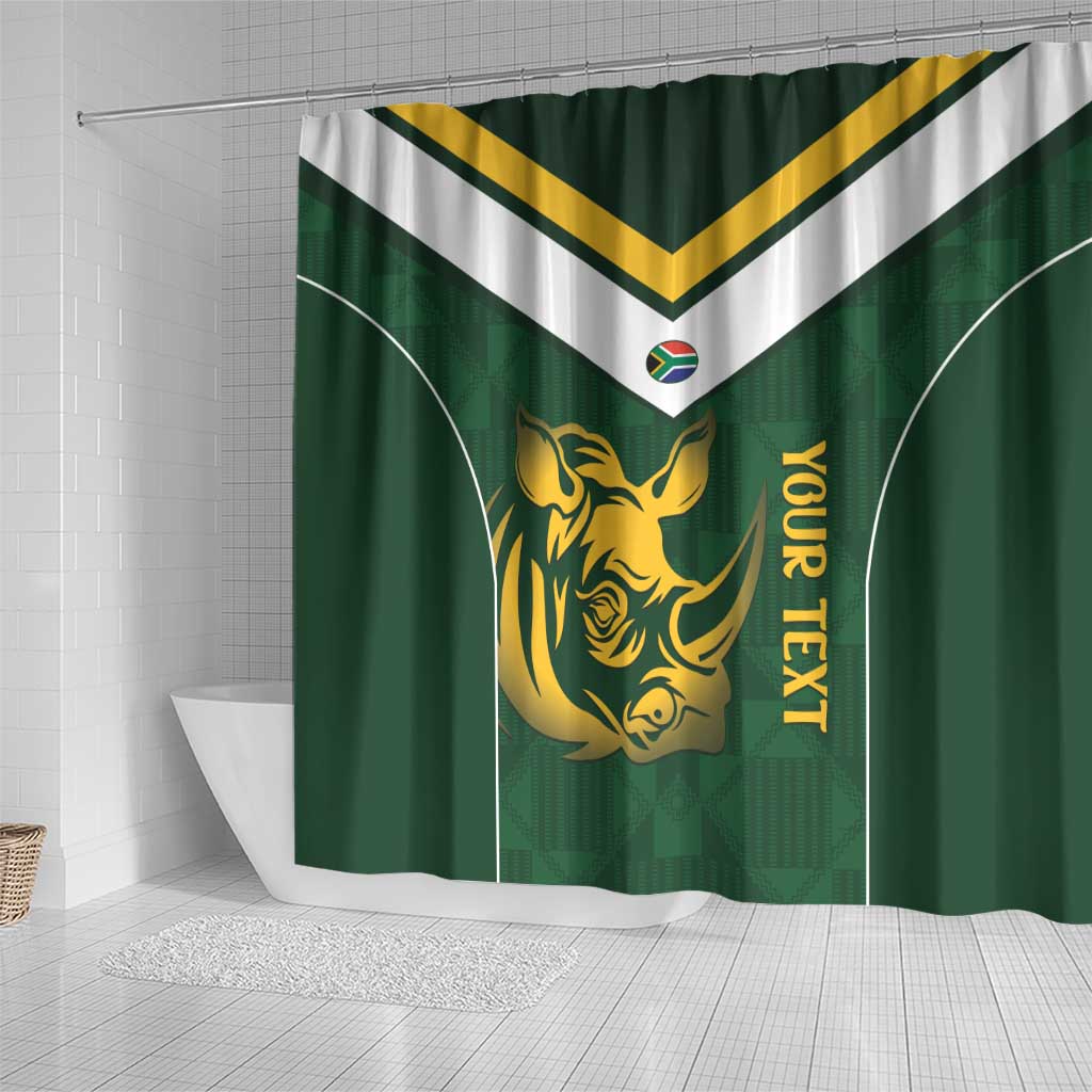 South Africa Rugby Custom Shower Curtain Springboks Kente Rhino Symbol - Wonder Print Shop