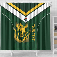 South Africa Rugby Custom Shower Curtain Springboks Kente Rhino Symbol - Wonder Print Shop