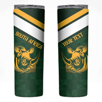 South Africa Rugby Custom Skinny Tumbler Springboks Kente Rhino Symbol - Wonder Print Shop