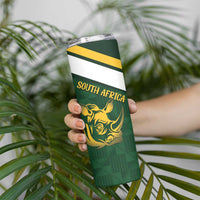 South Africa Rugby Custom Skinny Tumbler Springboks Kente Rhino Symbol - Wonder Print Shop