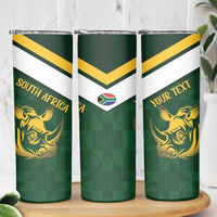 South Africa Rugby Custom Skinny Tumbler Springboks Kente Rhino Symbol - Wonder Print Shop