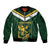 South Africa Rugby Custom Sleeve Zip Bomber Jacket Springboks Kente Rhino Symbol - Wonder Print Shop