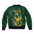 South Africa Rugby Custom Sleeve Zip Bomber Jacket Springboks Kente Rhino Symbol - Wonder Print Shop