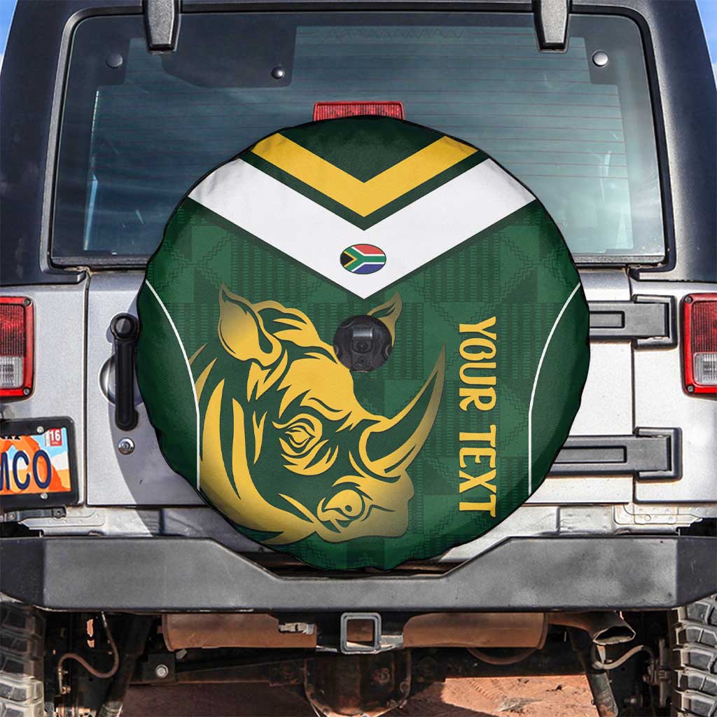 South Africa Rugby Custom Spare Tire Cover Springboks Kente Rhino Symbol - Wonder Print Shop