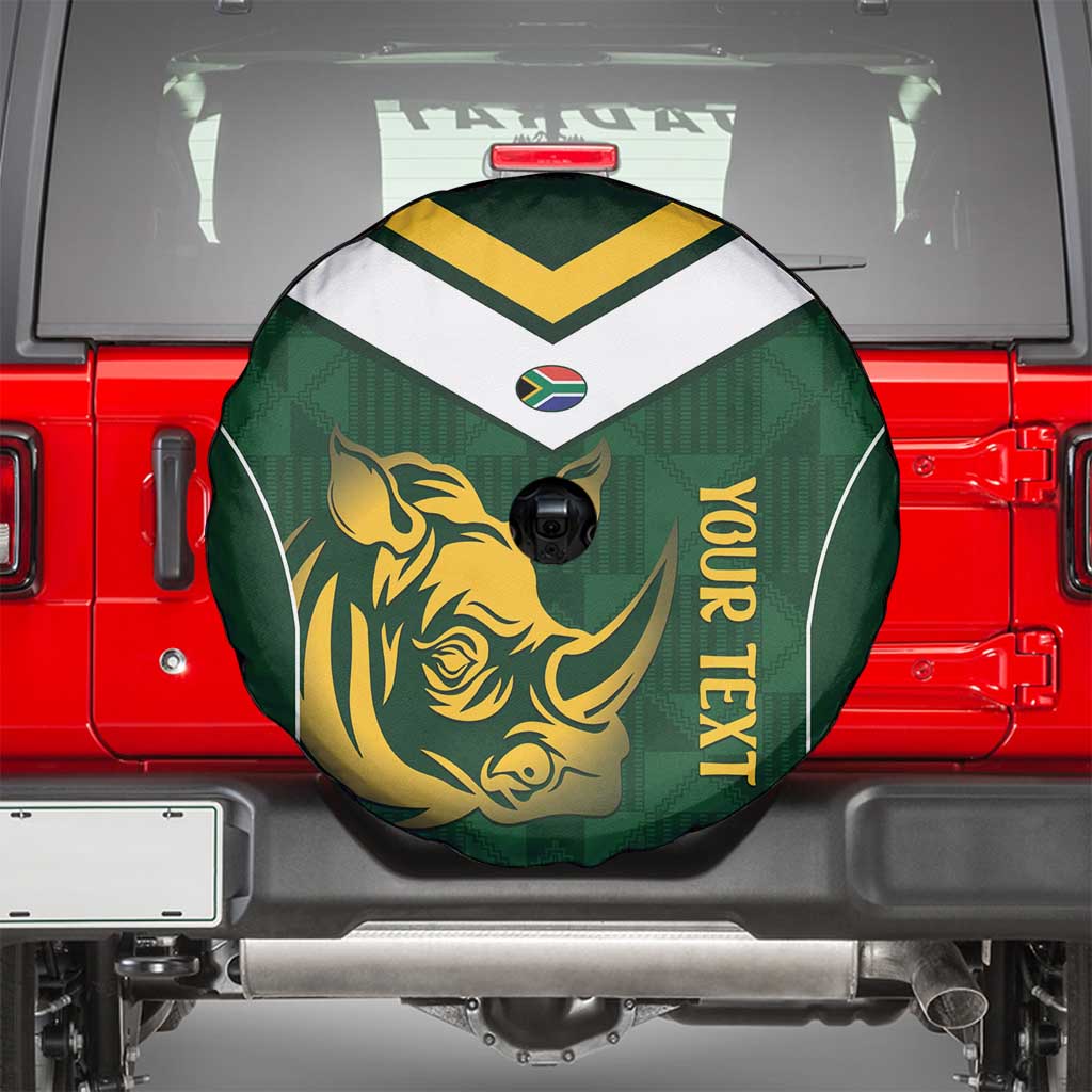 South Africa Rugby Custom Spare Tire Cover Springboks Kente Rhino Symbol - Wonder Print Shop