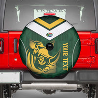 South Africa Rugby Custom Spare Tire Cover Springboks Kente Rhino Symbol - Wonder Print Shop