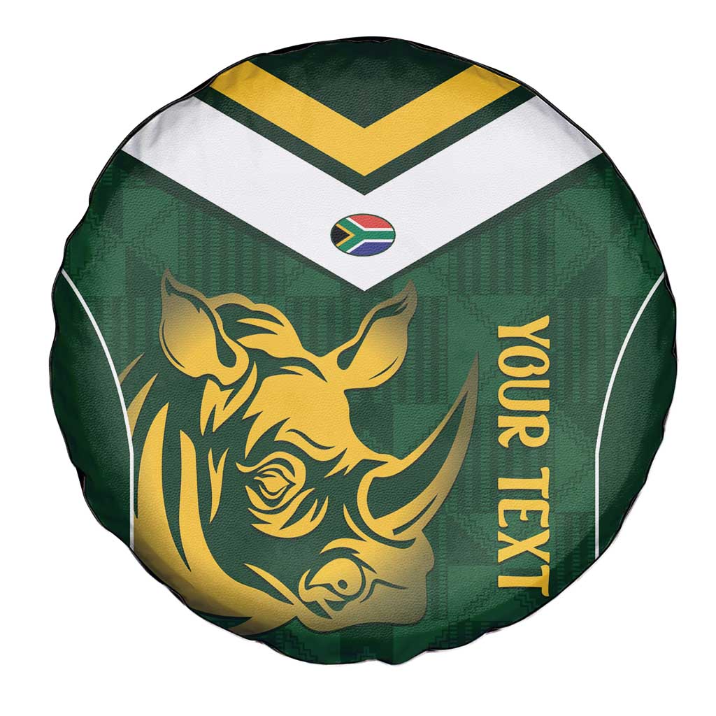 South Africa Rugby Custom Spare Tire Cover Springboks Kente Rhino Symbol - Wonder Print Shop