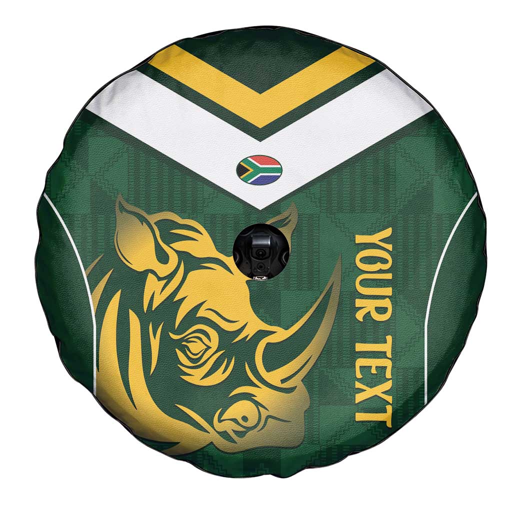 South Africa Rugby Custom Spare Tire Cover Springboks Kente Rhino Symbol - Wonder Print Shop