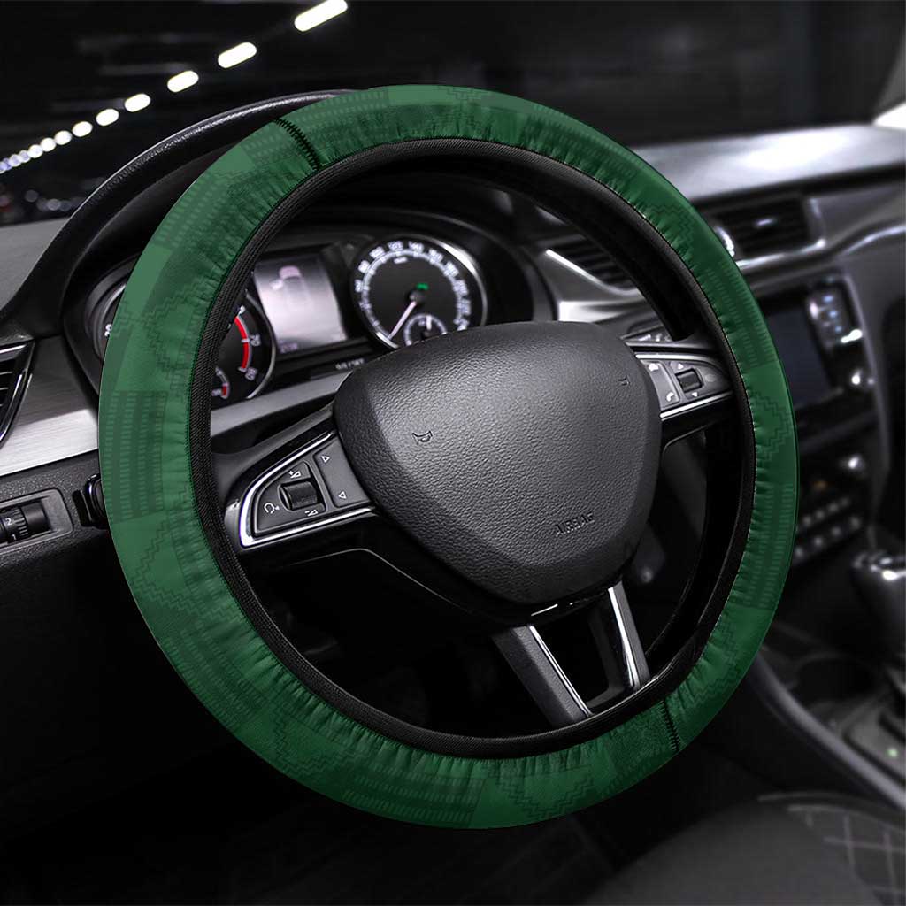 South Africa Rugby Steering Wheel Cover Springboks Kente Rhino Symbol - Wonder Print Shop