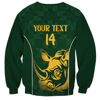 South Africa Rugby Custom Sweatshirt Springboks Kente Rhino Symbol - Wonder Print Shop