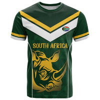South Africa Rugby Custom T Shirt Springboks Kente Rhino Symbol - Wonder Print Shop