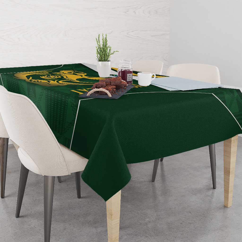 South Africa Rugby Custom Tablecloth Springboks Kente Rhino Symbol - Wonder Print Shop
