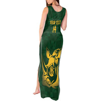 South Africa Rugby Custom Tank Maxi Dress Springboks Kente Rhino Symbol - Wonder Print Shop