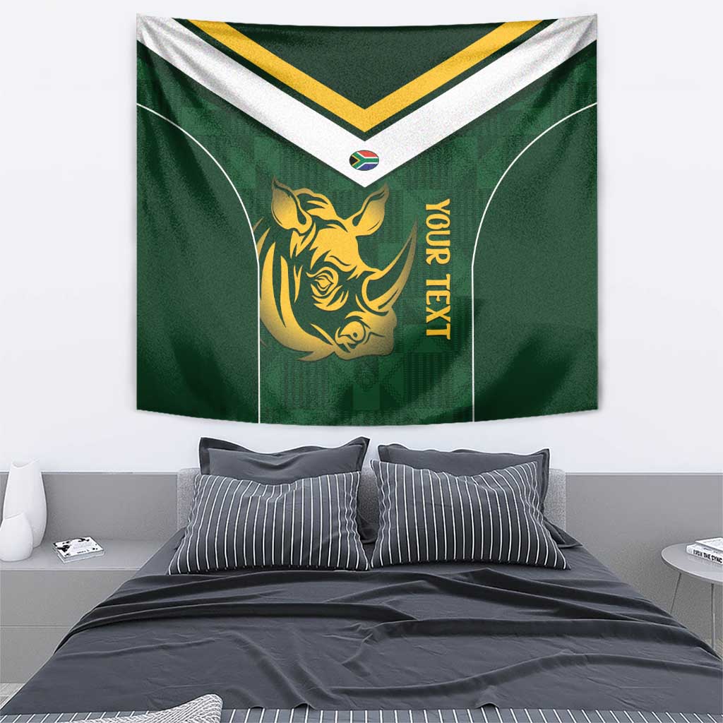 South Africa Rugby Custom Tapestry Springboks Kente Rhino Symbol - Wonder Print Shop