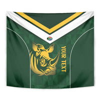 South Africa Rugby Custom Tapestry Springboks Kente Rhino Symbol - Wonder Print Shop